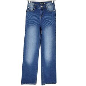 Blue Age Classic Straight Leg Distressed Stretch Denim Blue Jeans Womens Size 5